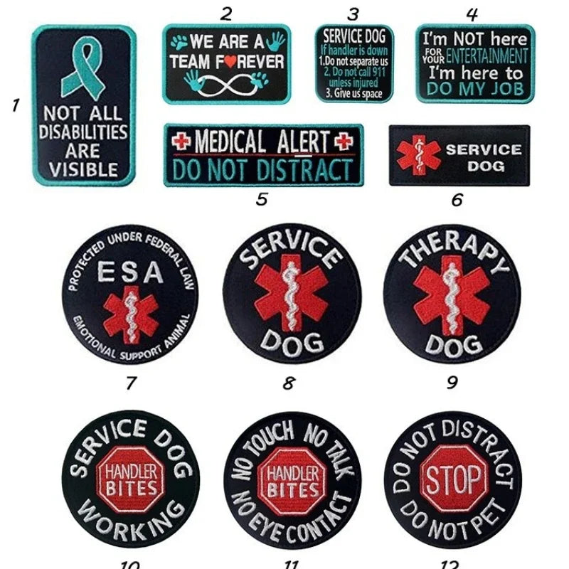 embroidered service dog patches